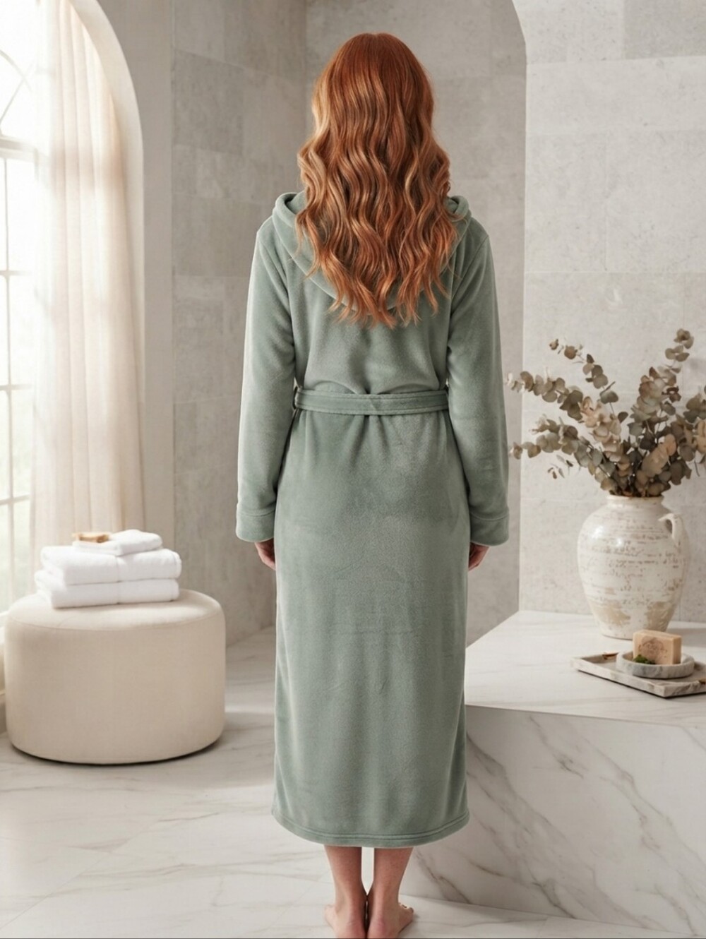New Women's Plush Robe Hoodie Plush Flannel Fleece L - Picture 5 of 10